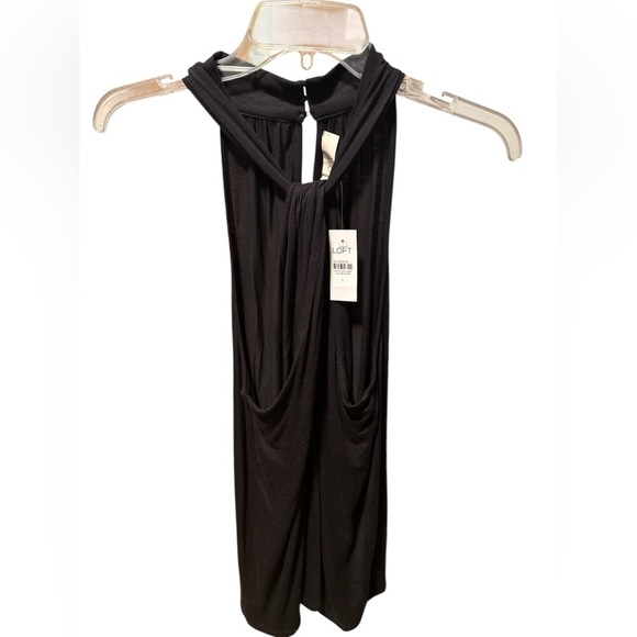 NWT Loft Twist Halter Top High Neck Sleeveless Black Size Large - Picture 4 of 8